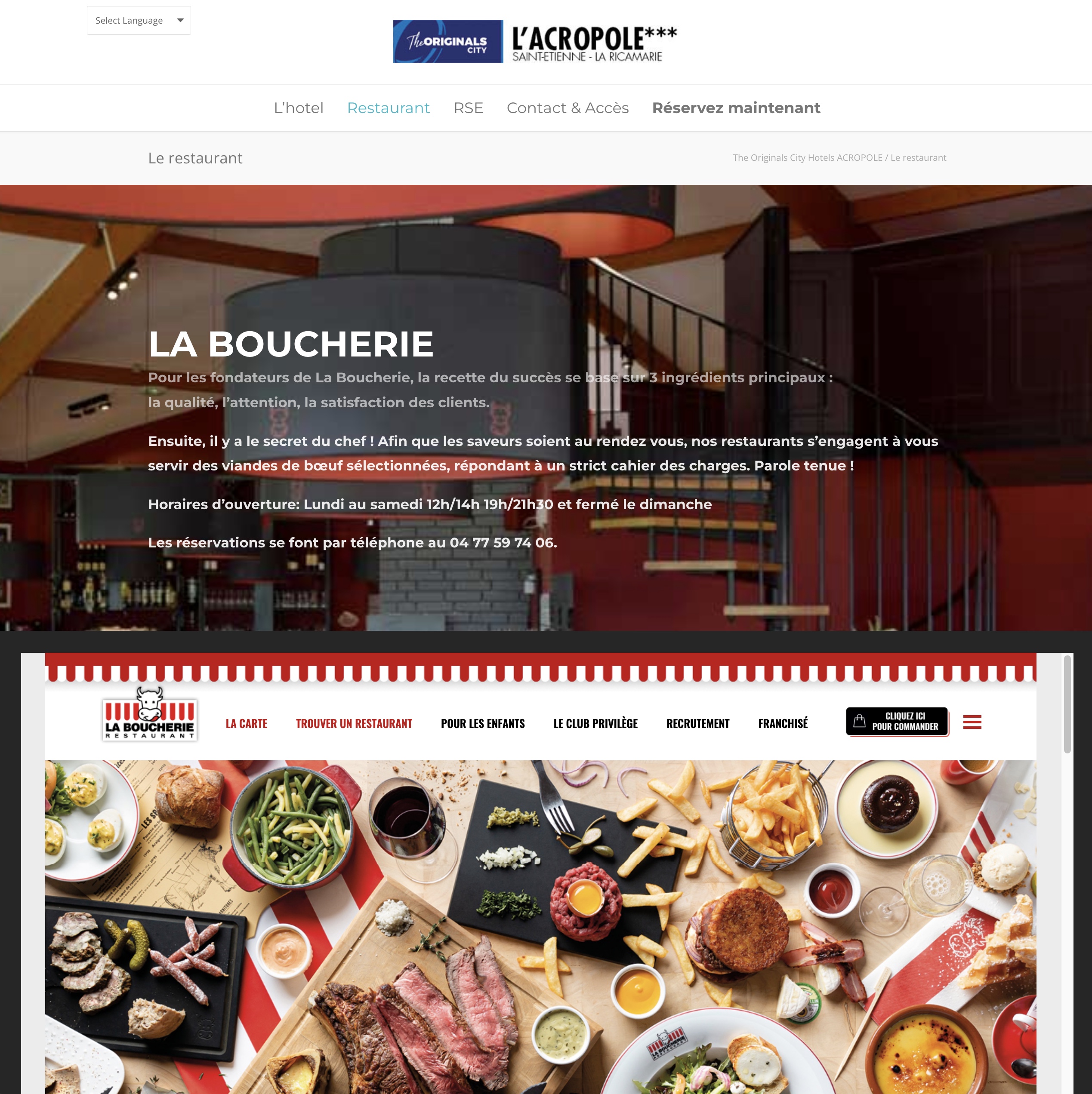 originals hotel - creation site internet restaurant